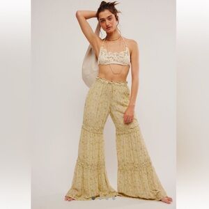 NWT Free People Emmaline Tiered Pull-On Pants in Sage Combo, XS